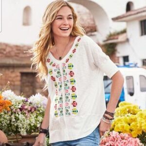 Sundance Easygoing Elegance Embroidered Boho Blouse, Medium, Good Used Condition